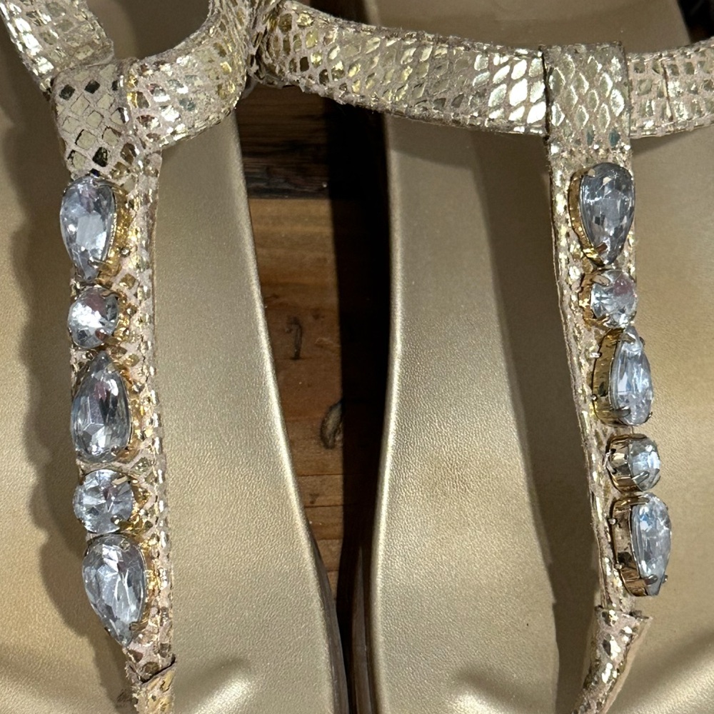 Vionic Gold Snake Print Sandals with Crystal Accents - Picture 8 of 13